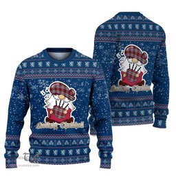 Scottish MacCulloch Dress Clan Christmas Family Tartan Ugly Sweater with Funny Gnome Playing Bagpipes Scottish Plaid Tartan Plaid - ScotsTee - scotstee.com