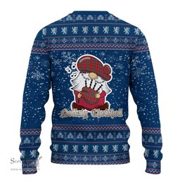 Scottish MacBean Clan Christmas Family Tartan Ugly Sweater with Funny Gnome Playing Bagpipes Scottish Plaid Tartan Plaid - ScotsTee - scotstee.com