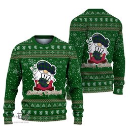Scottish Lockhart Modern Clan Christmas Family Tartan Ugly Sweater with Funny Gnome Playing Bagpipes Scottish Plaid Tartan Plaid - ScotsTee - scotstee.com