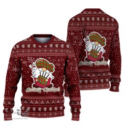 Scottish MacGregor Modern Clan Christmas Family Tartan Ugly Sweater with Funny Gnome Playing Bagpipes Scottish Plaid Tartan Plaid - ScotsTee - scotstee.com