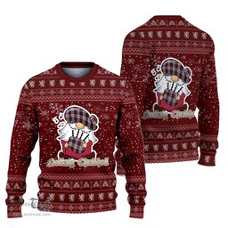 Scottish MacPherson Clan Christmas Family Tartan Ugly Sweater with Funny Gnome Playing Bagpipes Scottish Plaid Tartan Plaid - ScotsTee - scotstee.com