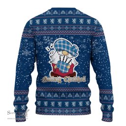 Scottish Roberton Clan Christmas Family Tartan Ugly Sweater with Funny Gnome Playing Bagpipes Scottish Plaid Tartan Plaid - ScotsTee - scotstee.com