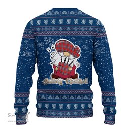 Scottish MacFarlane Modern Clan Christmas Family Tartan Ugly Sweater with Funny Gnome Playing Bagpipes Scottish Plaid Tartan Plaid - ScotsTee - scotstee.com