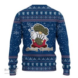 Scottish O'Farrell Clan Christmas Family Tartan Ugly Sweater with Funny Gnome Playing Bagpipes Scottish Plaid Tartan Plaid - ScotsTee - scotstee.com