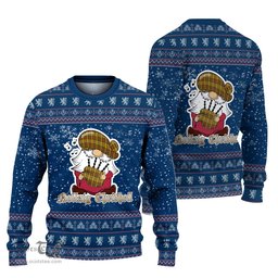 Scottish Morgan of Wales Clan Christmas Family Tartan Ugly Sweater with Funny Gnome Playing Bagpipes Scottish Plaid Tartan Plaid - ScotsTee - scotstee.com