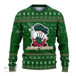 Scottish Monteith Clan Christmas Family Tartan Ugly Sweater with Funny Gnome Playing Bagpipes Scottish Plaid Tartan Plaid - ScotsTee - scotstee.com