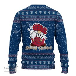 Scottish Rait Clan Christmas Family Tartan Ugly Sweater with Funny Gnome Playing Bagpipes Scottish Plaid Tartan Plaid - ScotsTee - scotstee.com