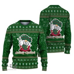 Scottish Newfoundland And Labrador Province Canada Clan Christmas Family Tartan Ugly Sweater with Funny Gnome Playing Bagpipes Scottish Plaid Tartan Plaid - ScotsTee - scotstee.com