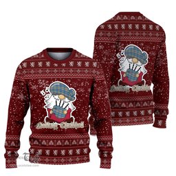 Scottish Napier Ancient Clan Christmas Family Tartan Ugly Sweater with Funny Gnome Playing Bagpipes Scottish Plaid Tartan Plaid - ScotsTee - scotstee.com