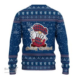 Scottish MacTavish Modern Clan Christmas Family Tartan Ugly Sweater with Funny Gnome Playing Bagpipes Scottish Plaid Tartan Plaid - ScotsTee - scotstee.com