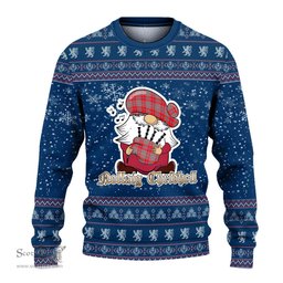 Scottish Moubray Clan Christmas Family Tartan Ugly Sweater with Funny Gnome Playing Bagpipes Scottish Plaid Tartan Plaid - ScotsTee - scotstee.com