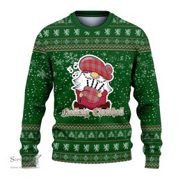 Scottish Moubray Clan Christmas Family Tartan Ugly Sweater with Funny Gnome Playing Bagpipes Scottish Plaid Tartan Plaid - ScotsTee - scotstee.com