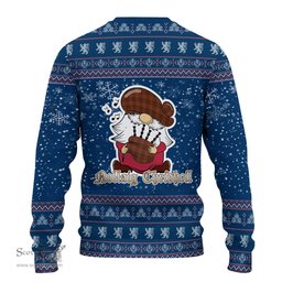 Scottish McBrayer Clan Christmas Family Tartan Ugly Sweater with Funny Gnome Playing Bagpipes Scottish Plaid Tartan Plaid - ScotsTee - scotstee.com