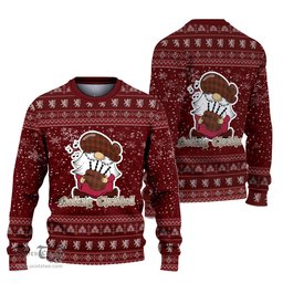 Scottish McBrayer Clan Christmas Family Tartan Ugly Sweater with Funny Gnome Playing Bagpipes Scottish Plaid Tartan Plaid - ScotsTee - scotstee.com