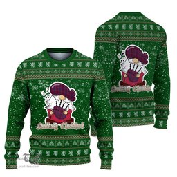Scottish McCall (Caithness) Clan Christmas Family Tartan Ugly Sweater with Funny Gnome Playing Bagpipes Scottish Plaid Tartan Plaid - ScotsTee - scotstee.com