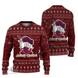 Scottish McCall (Caithness) Clan Christmas Family Tartan Ugly Sweater with Funny Gnome Playing Bagpipes Scottish Plaid Tartan Plaid - ScotsTee - scotstee.com