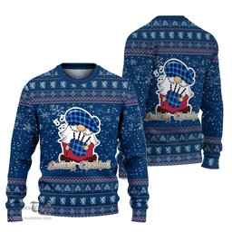 Scottish McKerrell Clan Christmas Family Tartan Ugly Sweater with Funny Gnome Playing Bagpipes Scottish Plaid Tartan Plaid - ScotsTee - scotstee.com