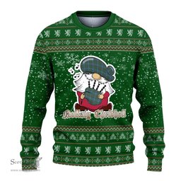 Scottish Ogilvie (Ogilvy) Hunting Ancient Clan Christmas Family Tartan Ugly Sweater with Funny Gnome Playing Bagpipes Scottish Plaid Tartan Plaid - ScotsTee - scotstee.com