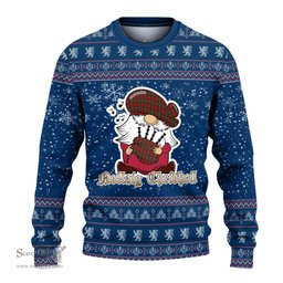 Scottish MacGregor Clan Christmas Family Tartan Ugly Sweater with Funny Gnome Playing Bagpipes Scottish Plaid Tartan Plaid - ScotsTee - scotstee.com