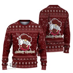 Scottish MacNab Clan Christmas Family Tartan Ugly Sweater with Funny Gnome Playing Bagpipes Scottish Plaid Tartan Plaid - ScotsTee - scotstee.com