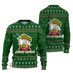 Scottish MacLeod of Lewis Modern Clan Christmas Family Tartan Ugly Sweater with Funny Gnome Playing Bagpipes Scottish Plaid Tartan Plaid - ScotsTee - scotstee.com