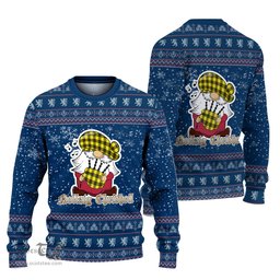 Scottish MacLeod of Lewis Modern Clan Christmas Family Tartan Ugly Sweater with Funny Gnome Playing Bagpipes Scottish Plaid Tartan Plaid - ScotsTee - scotstee.com