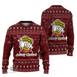 Scottish MacLeod of Lewis Modern Clan Christmas Family Tartan Ugly Sweater with Funny Gnome Playing Bagpipes Scottish Plaid Tartan Plaid - ScotsTee - scotstee.com