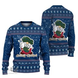 Scottish Rollo Ancient Clan Christmas Family Tartan Ugly Sweater with Funny Gnome Playing Bagpipes Scottish Plaid Tartan Plaid - ScotsTee - scotstee.com