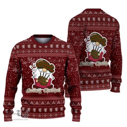 Scottish Menzies Green Modern Clan Christmas Family Tartan Ugly Sweater with Funny Gnome Playing Bagpipes Scottish Plaid Tartan Plaid - ScotsTee - scotstee.com