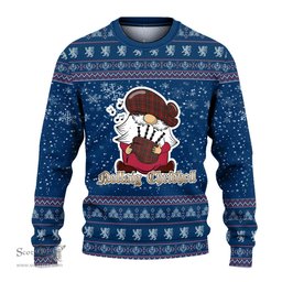 Scottish MacKinnon Clan Christmas Family Tartan Ugly Sweater with Funny Gnome Playing Bagpipes Scottish Plaid Tartan Plaid - ScotsTee - scotstee.com