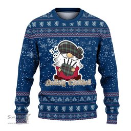 Scottish Rollo Hunting Clan Christmas Family Tartan Ugly Sweater with Funny Gnome Playing Bagpipes Scottish Plaid Tartan Plaid - ScotsTee - scotstee.com