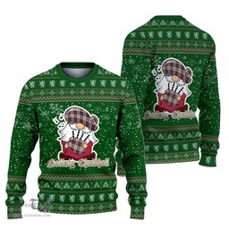 Scottish MacPherson Hunting Ancient Clan Christmas Family Tartan Ugly Sweater with Funny Gnome Playing Bagpipes Scottish Plaid Tartan Plaid - ScotsTee - scotstee.com