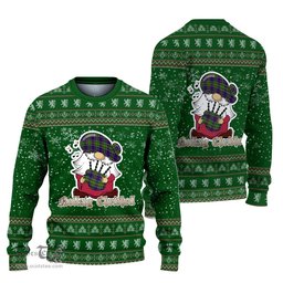 Scottish Whitefoord modern Clan Christmas Family Tartan Ugly Sweater with Funny Gnome Playing Bagpipes Scottish Plaid Tartan Plaid - ScotsTee - scotstee.com
