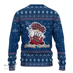 Scottish Warden Clan Christmas Family Tartan Ugly Sweater with Funny Gnome Playing Bagpipes Scottish Plaid Tartan Plaid - ScotsTee - scotstee.com