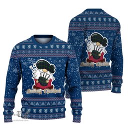 Scottish Stewart Old Clan Christmas Family Tartan Ugly Sweater with Funny Gnome Playing Bagpipes Scottish Plaid Tartan Plaid - ScotsTee - scotstee.com