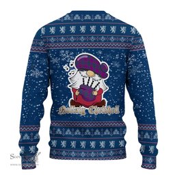 Scottish Wardlaw Modern Clan Christmas Family Tartan Ugly Sweater with Funny Gnome Playing Bagpipes Scottish Plaid Tartan Plaid - ScotsTee - scotstee.com