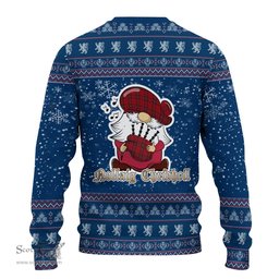 Scottish Ross Old Clan Christmas Family Tartan Ugly Sweater with Funny Gnome Playing Bagpipes Scottish Plaid Tartan Plaid - ScotsTee - scotstee.com