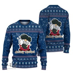Scottish Skene Clan Christmas Family Tartan Ugly Sweater with Funny Gnome Playing Bagpipes Scottish Plaid Tartan Plaid - ScotsTee - scotstee.com
