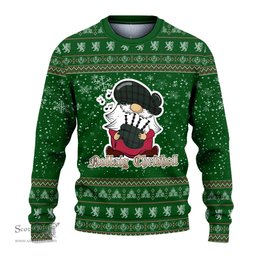 Scottish Sinclair Hunting Clan Christmas Family Tartan Ugly Sweater with Funny Gnome Playing Bagpipes Scottish Plaid Tartan Plaid - ScotsTee - scotstee.com
