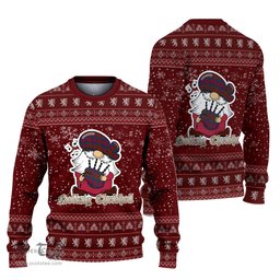 Scottish Skene of Cromar Clan Christmas Family Tartan Ugly Sweater with Funny Gnome Playing Bagpipes Scottish Plaid Tartan Plaid - ScotsTee - scotstee.com