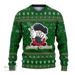 Scottish Rose Hunting Modern Clan Christmas Family Tartan Ugly Sweater with Funny Gnome Playing Bagpipes Scottish Plaid Tartan Plaid - ScotsTee - scotstee.com