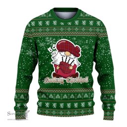 Scottish Rose Clan Christmas Family Tartan Ugly Sweater with Funny Gnome Playing Bagpipes Scottish Plaid Tartan Plaid - ScotsTee - scotstee.com