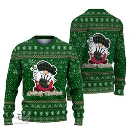 Scottish Webster Clan Christmas Family Tartan Ugly Sweater with Funny Gnome Playing Bagpipes Scottish Plaid Tartan Plaid - ScotsTee - scotstee.com