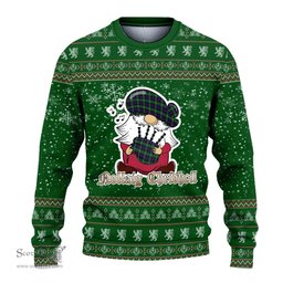 Scottish Sutherland Modern Clan Christmas Family Tartan Ugly Sweater with Funny Gnome Playing Bagpipes Scottish Plaid Tartan Plaid - ScotsTee - scotstee.com