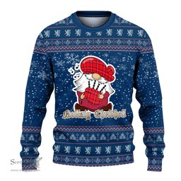 Scottish Rose Modern Clan Christmas Family Tartan Ugly Sweater with Funny Gnome Playing Bagpipes Scottish Plaid Tartan Plaid - ScotsTee - scotstee.com