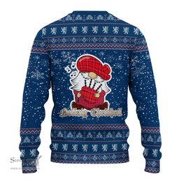 Scottish Rose Modern Clan Christmas Family Tartan Ugly Sweater with Funny Gnome Playing Bagpipes Scottish Plaid Tartan Plaid - ScotsTee - scotstee.com