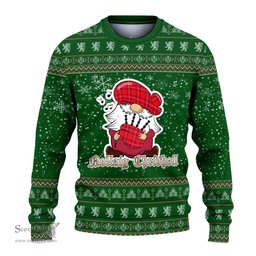Scottish Rose Modern Clan Christmas Family Tartan Ugly Sweater with Funny Gnome Playing Bagpipes Scottish Plaid Tartan Plaid - ScotsTee - scotstee.com