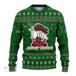 Scottish Stewart Black Clan Christmas Family Tartan Ugly Sweater with Funny Gnome Playing Bagpipes Scottish Plaid Tartan Plaid - ScotsTee - scotstee.com