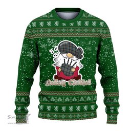 Scottish Scott Green Modern Clan Christmas Family Tartan Ugly Sweater with Funny Gnome Playing Bagpipes Scottish Plaid Tartan Plaid - ScotsTee - scotstee.com