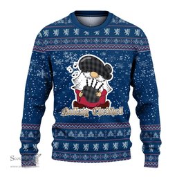 Scottish Stewart Mourning Clan Christmas Family Tartan Ugly Sweater with Funny Gnome Playing Bagpipes Scottish Plaid Tartan Plaid - ScotsTee - scotstee.com